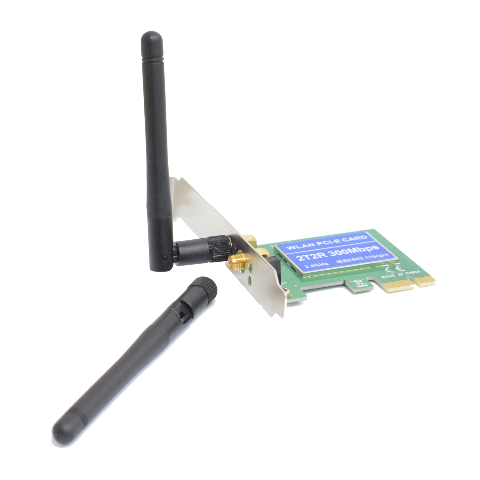 Evo Labs PCI-Express N300 WiFi Card with Detachable Antennas and Full/Low Profile Brackets