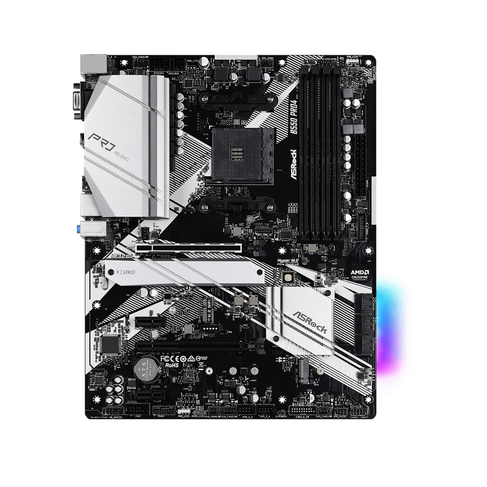 ASRock B550 Pro4 AMD Socket AM4 ATX HDMI/VGA Dual M.2 USB C 3.2 RGB Motherboard