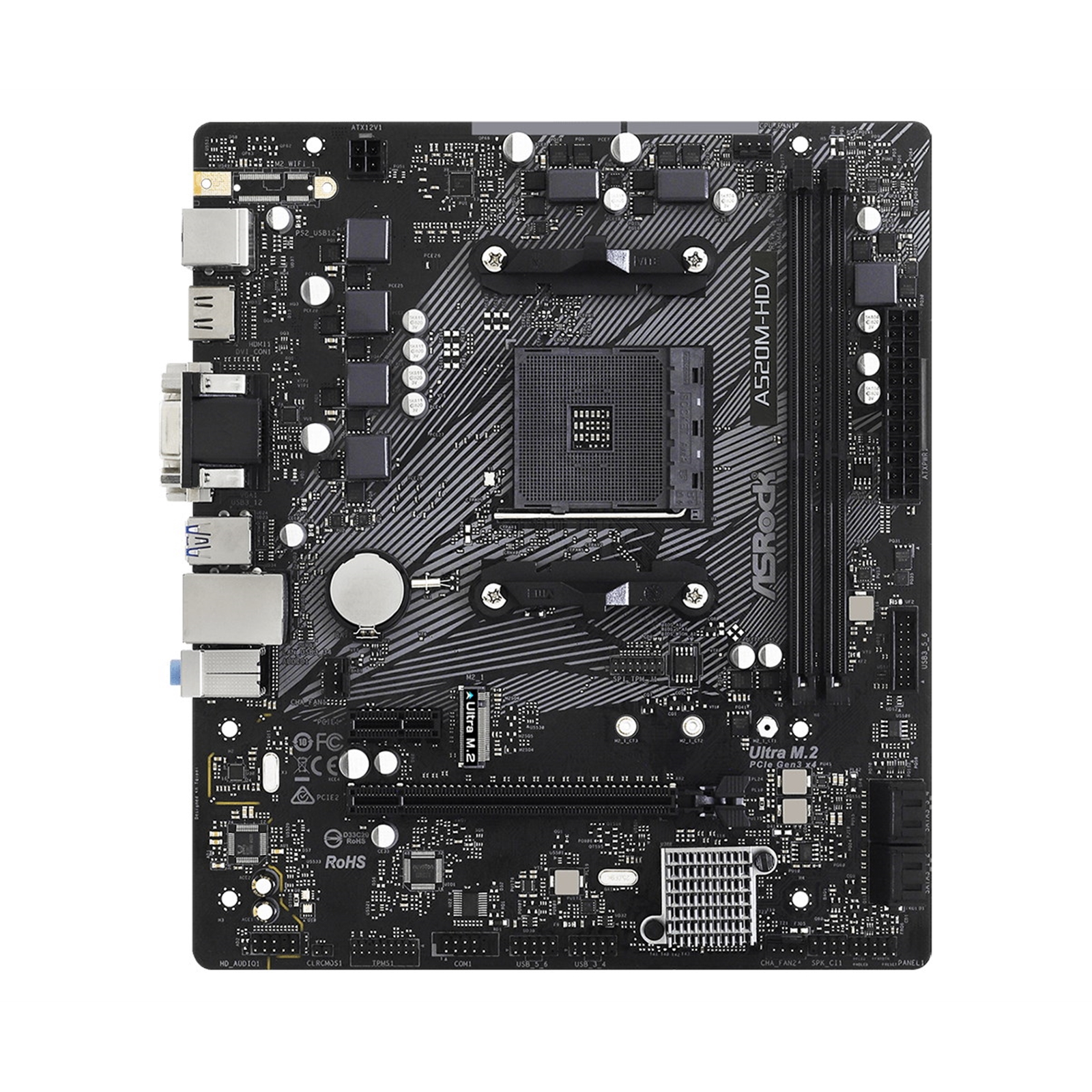 ASRock A520M-HDV AMD Socket AM4 Micro ATX HDMI/VGA/DVI M.2 USB 3.2 Gen1 Motherboard